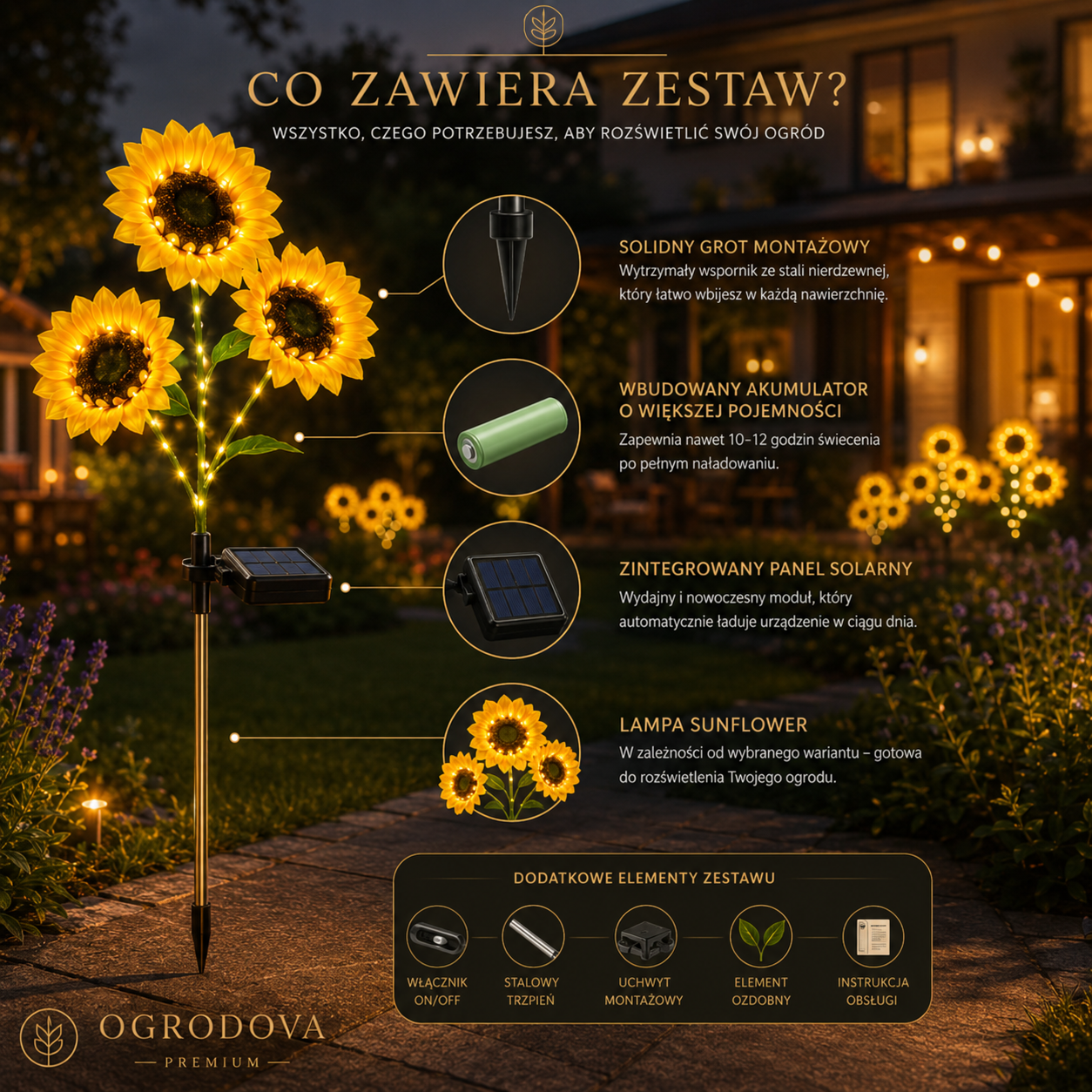 SunFlower™ — Świecący słonecznik solarny 🌻